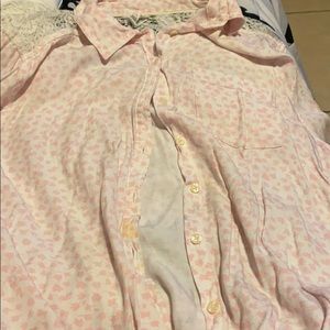 A pink leave long sleeve top